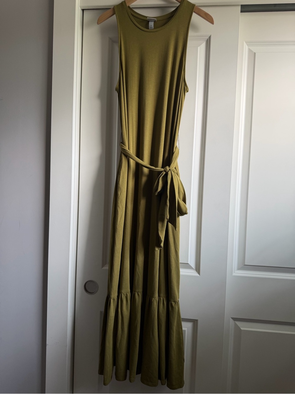 A New Day Sleeveless Olive Green Tie-Waist Maxi Dress Size Medium - Picture 2 of 11